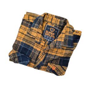 SUPERDRY JPN Men's Plaid Flannel Shirt Size Medium